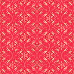 Seamless Damask Wallpaper Background pattern red color 