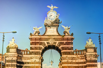 The arch Giuseppe Garibaldi built to honor the Spanish King Ferdinand I, Catania, Sicily. Triumphal...