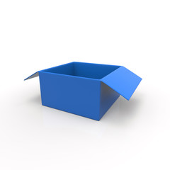 Open blue box 3d rendering