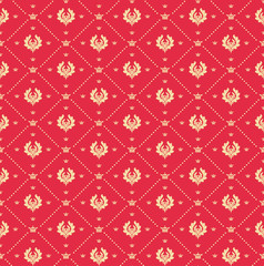 Seamless Damask Wallpaper Background pattern red color graphic design vector image