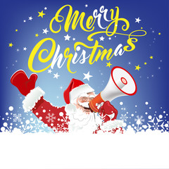 Merry Christmas text card Happy Santa Claus