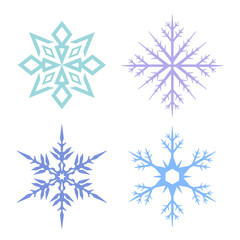 Vintage snowflake set for winter design. Blue snowflakes on a white background. Vector holidays illustration.