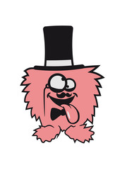 Sir gentlemen mr cylinder hat monocular eyeglasses mustache mustache hairy monster cuddly crazy funny comic cartoon zany crazy cool face