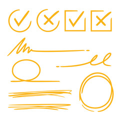 marker elements, check marks, ticks