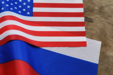 Fototapeta premium russian and usa flag sanctions