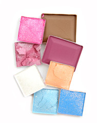 Beautiful bright eye shadows isolated on white