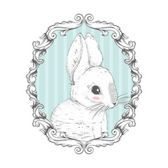 Rabbit in the frame. Hand drawing. Vector illustration