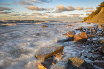 sea cliffs on the Baltic coast, the island of Wolin, Poland