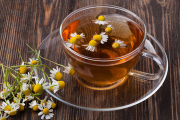 Cup of medicinal chamomile tea