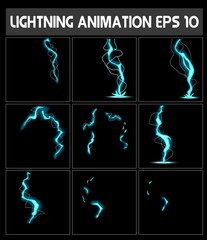 Vector Web Lightning animation. Game  of .  .