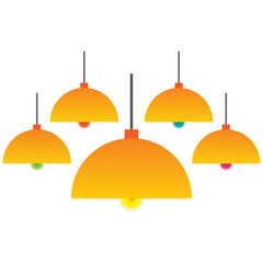 Colorful hanging lamp with bulbs isolated vector