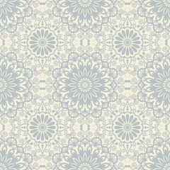 Seamless background of beige and blue color in in Arabic style