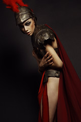 Beautiful woman in armor 