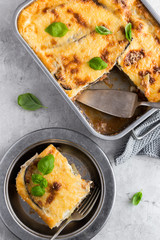 Moussaka. Traditional Greek eggplant casserole
