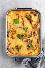 Moussaka. Traditional Greek eggplant casserole