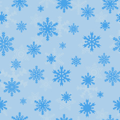 Snowflakes on blue sky - Christmas seamless pattern