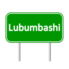 Lubumbashi road sign isolated on white background.