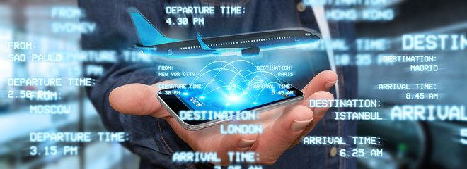 Businessman booking his flight