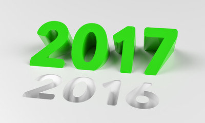 3D rendering green 2017 new year eve illustration