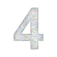 Colorful sketch font design - number 4