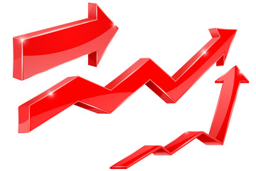 Arrows. Red financial indication arrows