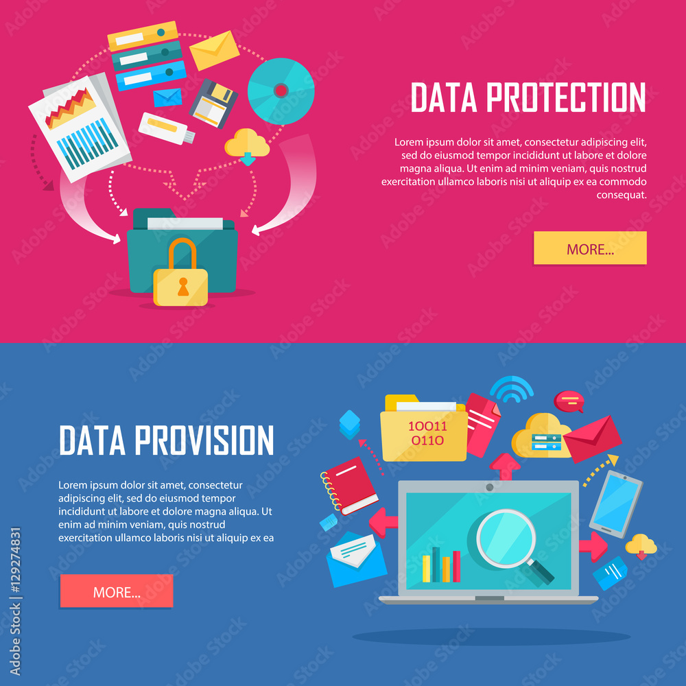 Poster set of data protection and provision web banner