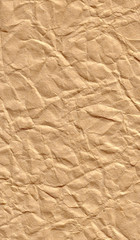 Creased wrinkled kraft paper background.  