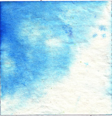 Blue watercolor paper background. Water color paper back drop. Texture layer wallpaper.