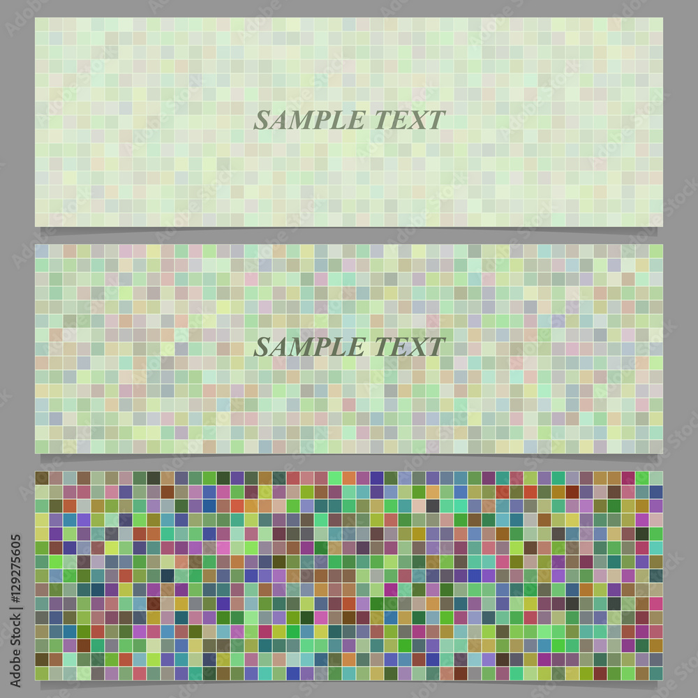 Poster multicolored square mosaic pattern banner set