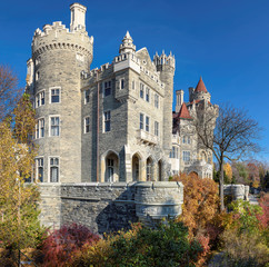 Beautiful castle Casa Loma in autumn, Midtown Toronto, Ontario.