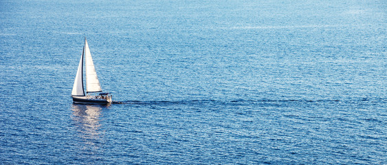 Alone boat in the ocean