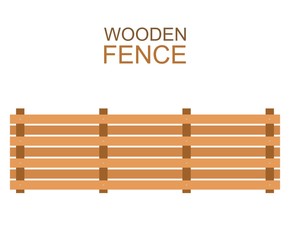 Wooden farm boards fence wood silhouette construction in flat style