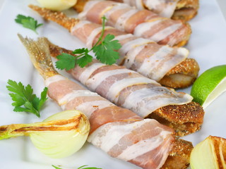 fried fishes herrings on plate