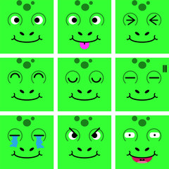Square emotion face of Green Frog vector with isolated