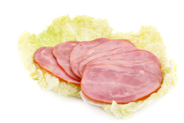 Ham on lettuce