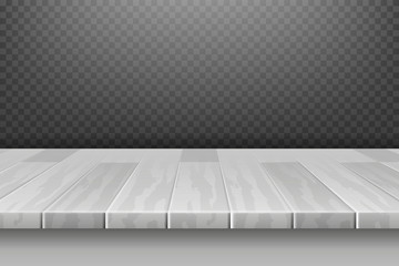 Wood white desk, table top surface in perspective isolated on plaid backdrop vector illustration