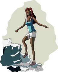 Foto op Plexiglas Vrouw klimt omhoog © emieldelange