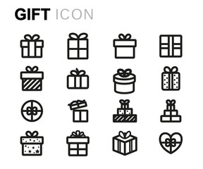 Vector line gift icons set