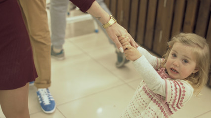 Family makes purchases in the supermarket