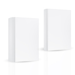 Set of front hard cover thick and thin book on isolated white background. Mock-up template ready for design.