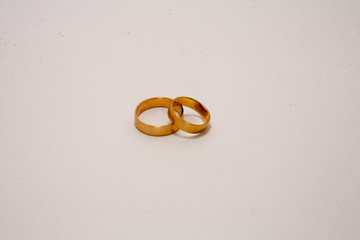 Beautiful gold wedding ring isolated on white background
