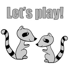 Playing Raccoons Illustration