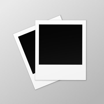 Vector Blank Retro Photo Frames Close up Isolated on Background