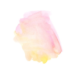 Watercolor background. Freehand painting. Pink spot.