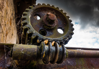 Old and rusty gear in the sunlight