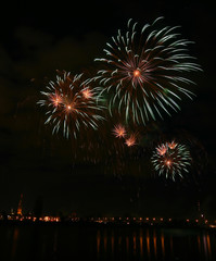 Beautiful fireworks during The Independence Day celebration in Riga, Latvia