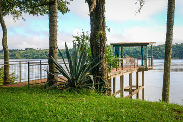 Dock with nice view on a river in South America