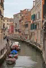 the narrow water canal in Venice