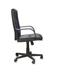 Fototapeta premium The office chair from black leather. Isolated