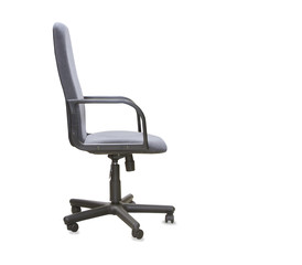 Modern office chair from gray cloth isolated over white
